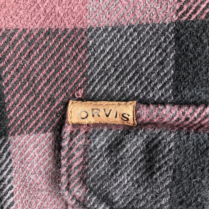 ORVIS Long Sleeve Flannel Check Shirt, Men's Size M cotton purple type Vintage Second Hand