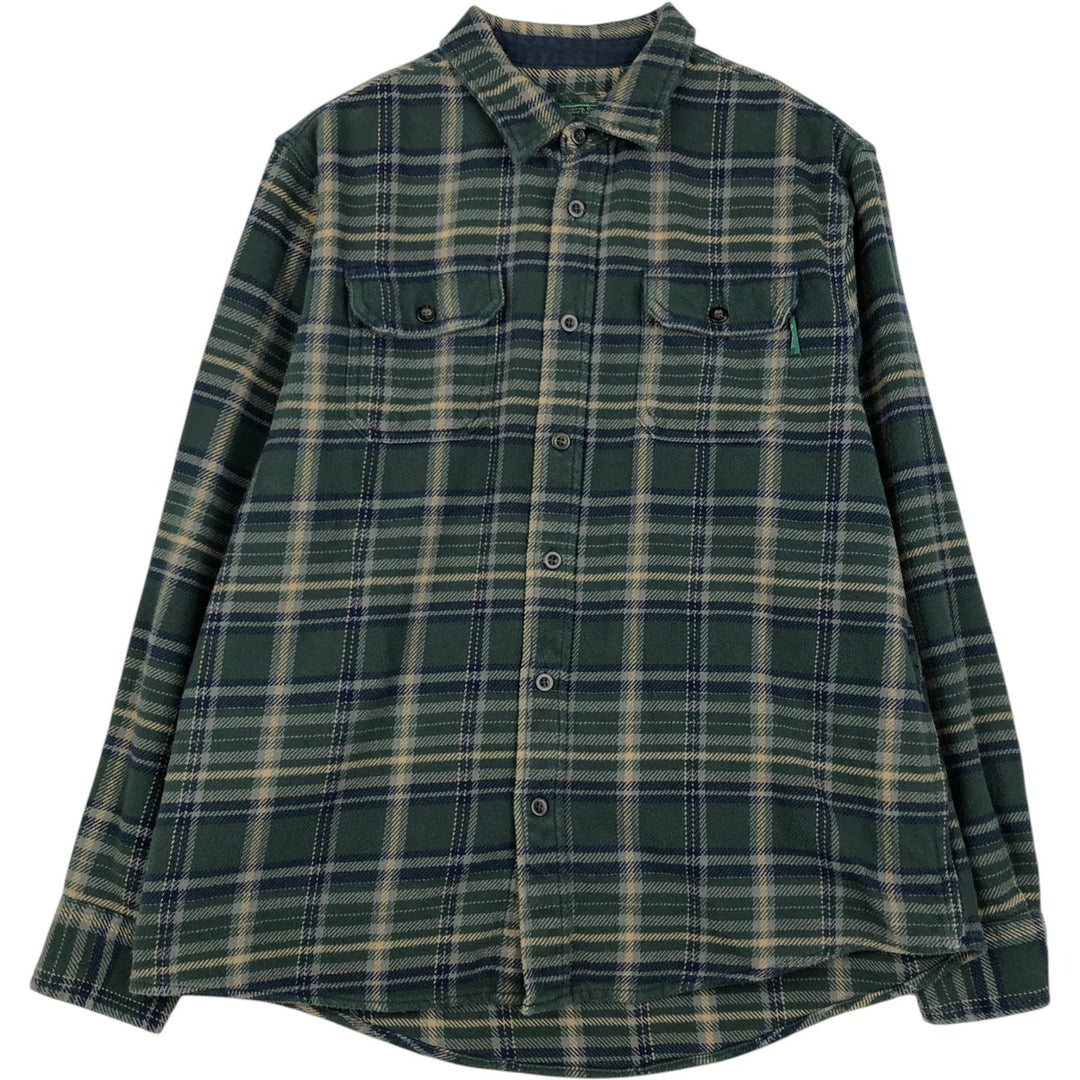 2000'S WOOLRICH Long Sleeve Flannel Check Shirt, Men's Size XL cotton green type Vintage Second Hand
