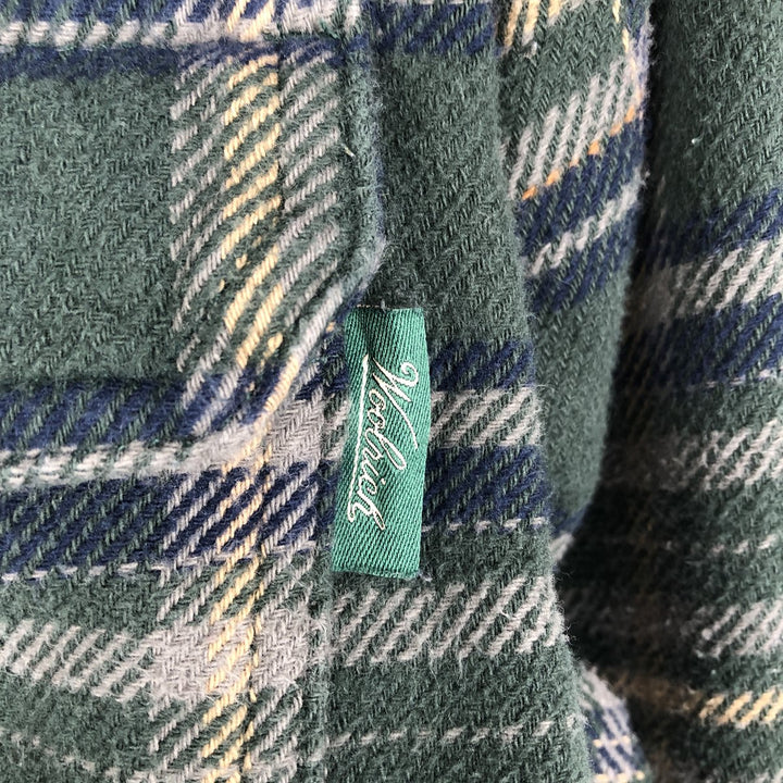 2000'S WOOLRICH Long Sleeve Flannel Check Shirt, Men's Size XL cotton green type Vintage Second Hand