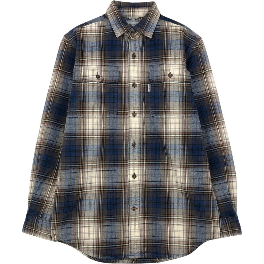 Carhartt ORIGINAL FIT Long-Sleeve Flannel Check Shirt, Men's Size S (approx.) cotton blue type Vintage Second Hand