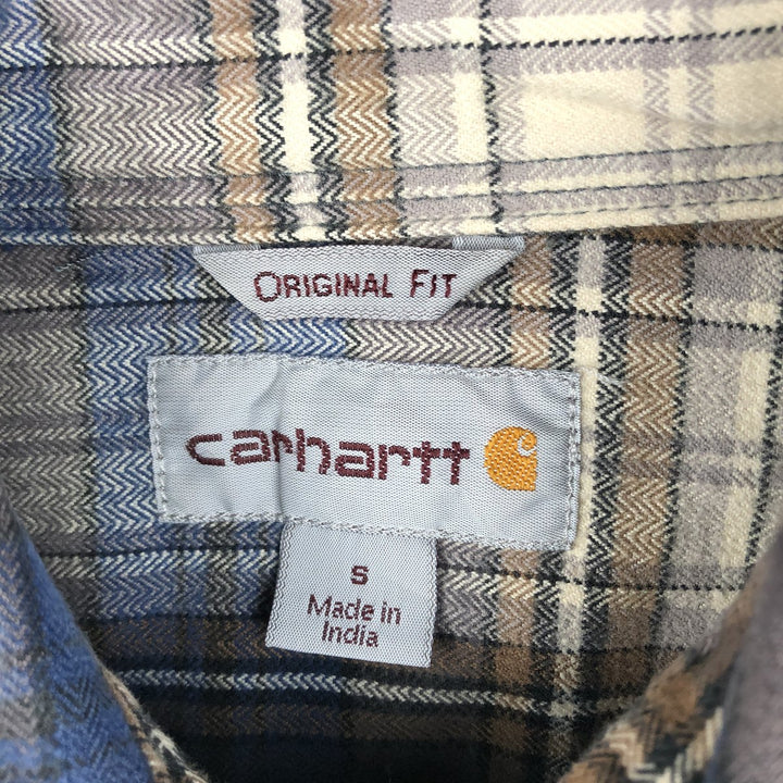 Carhartt ORIGINAL FIT Long-Sleeve Flannel Check Shirt, Men's Size S (approx.) cotton blue type Vintage Second Hand