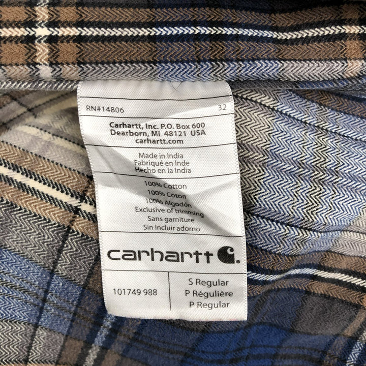 Carhartt ORIGINAL FIT Long-Sleeve Flannel Check Shirt, Men's Size S (approx.) cotton blue type Vintage Second Hand