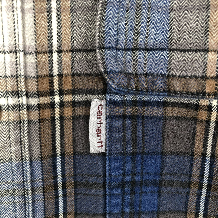 Carhartt ORIGINAL FIT Long-Sleeve Flannel Check Shirt, Men's Size S (approx.) cotton blue type Vintage Second Hand
