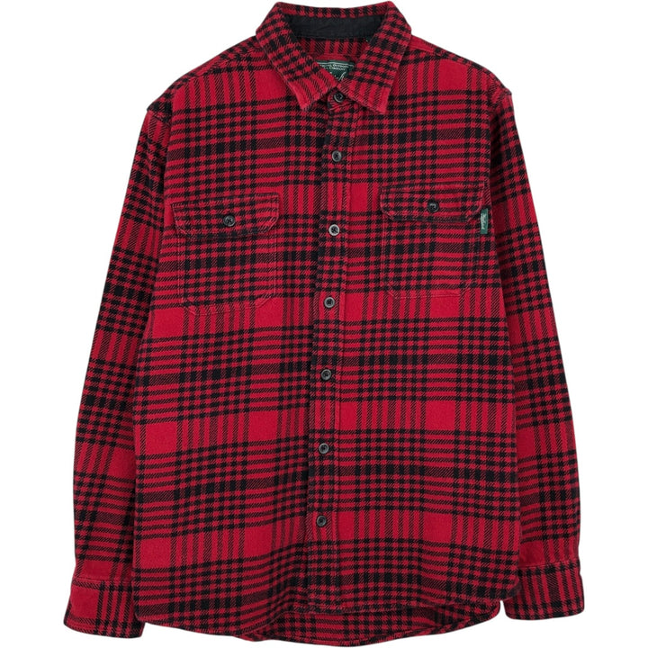 WOOLRICH Long Sleeve Heavy Flannel Check Shirt, Men's Size M cotton red type Vintage Second Hand