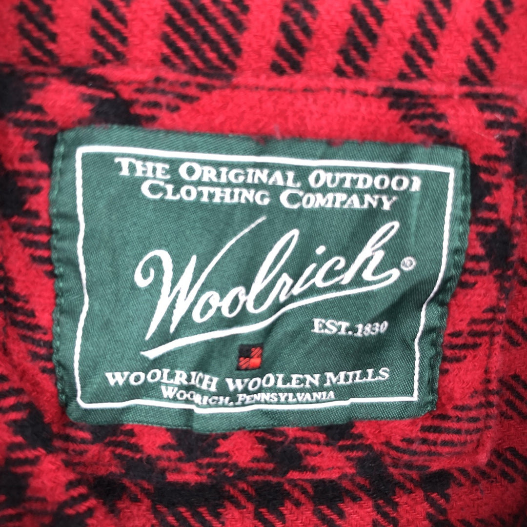 WOOLRICH Long Sleeve Heavy Flannel Check Shirt, Men's Size M cotton red type Vintage Second Hand