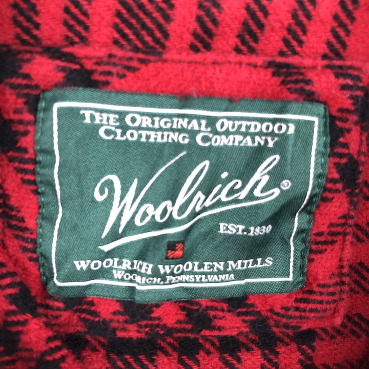 WOOLRICH Long Sleeve Heavy Flannel Check Shirt, Men's Size M cotton red type Vintage Second Hand