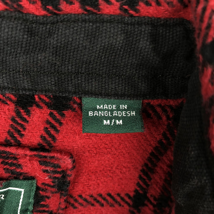WOOLRICH Long Sleeve Heavy Flannel Check Shirt, Men's Size M cotton red type Vintage Second Hand