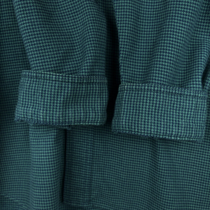 90s-00'S LLBean Traditional Fit Houndstooth Pattern Long-Sleeve Button-Down Light Flannel Shirt, Men's Size L (approx.) cotton green type Vintage Second Hand