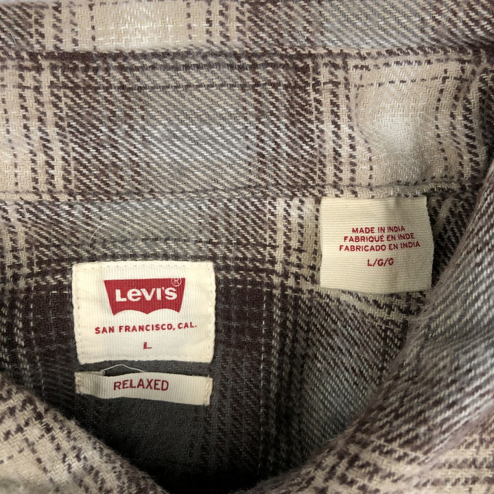 Levi's RELAXED Ombre Check Long-Sleeve Flannel Check Shirt, Men's Size L (approx.) cotton brown type Vintage Second Hand