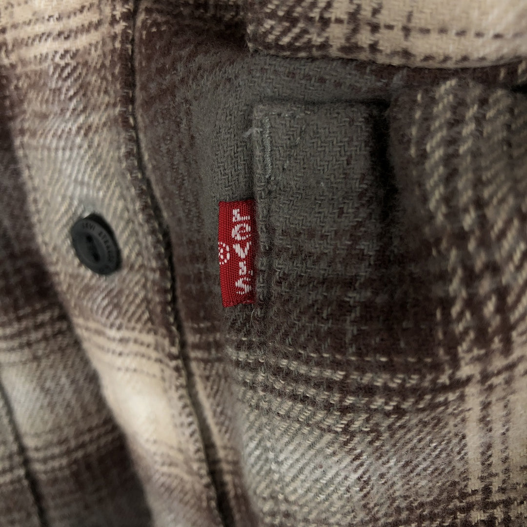 Levi's RELAXED Ombre Check Long-Sleeve Flannel Check Shirt, Men's Size L (approx.) cotton brown type Vintage Second Hand