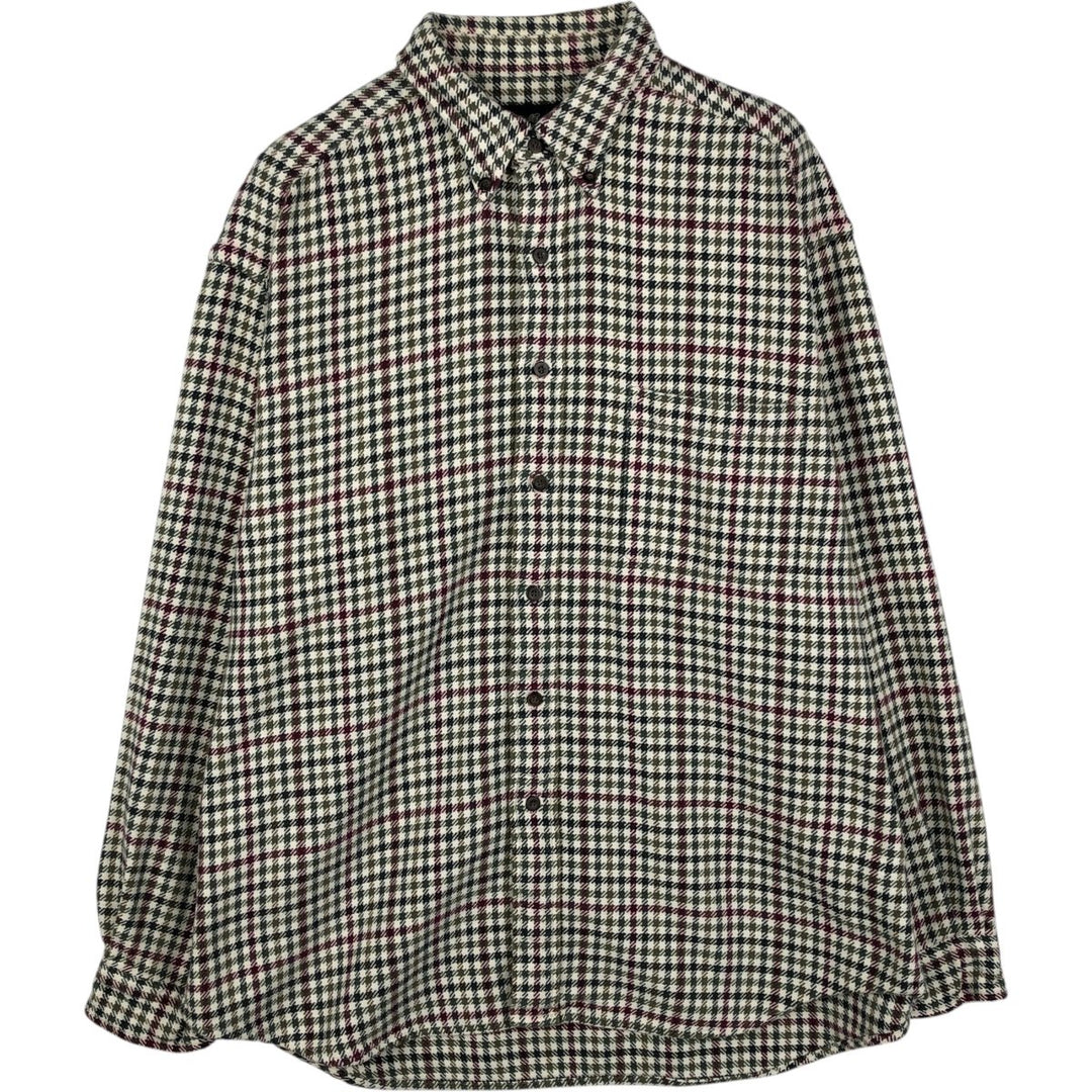Eddie Bauer long-sleeved button-down flannel check shirt, men's size XL cotton white type Vintage Second Hand