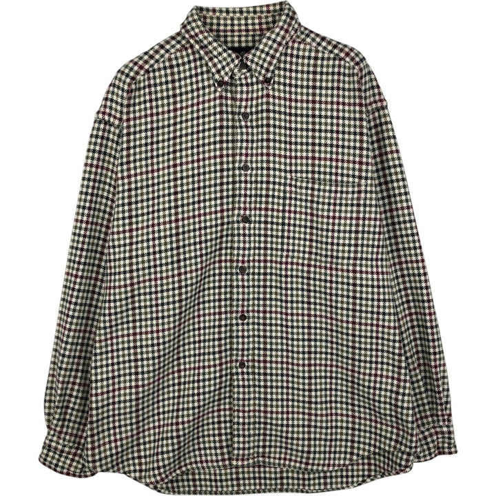 Eddie Bauer long-sleeved button-down flannel check shirt, men's size XL cotton white type Vintage Second Hand