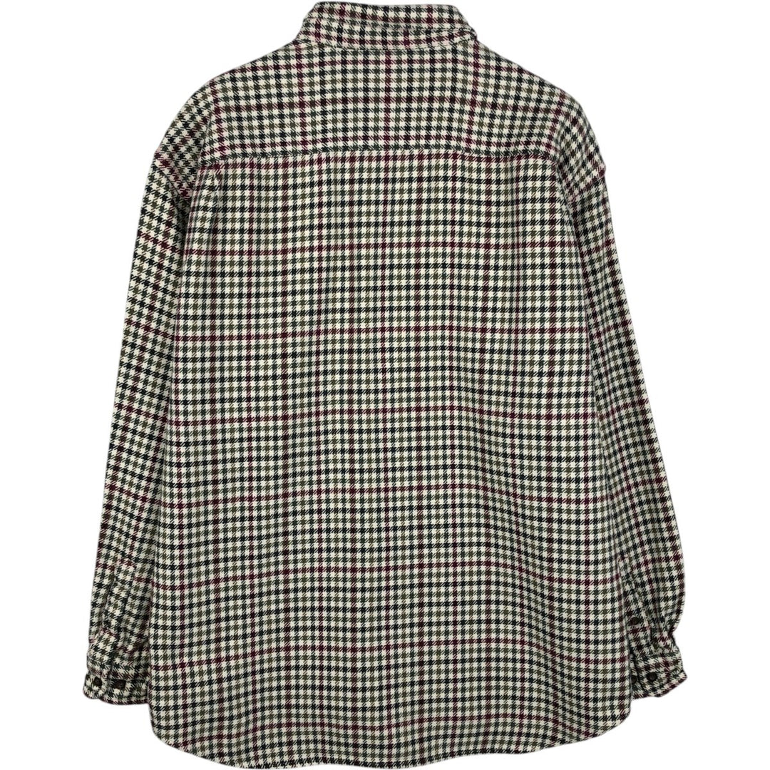 Eddie Bauer long-sleeved button-down flannel check shirt, men's size XL cotton white type Vintage Second Hand