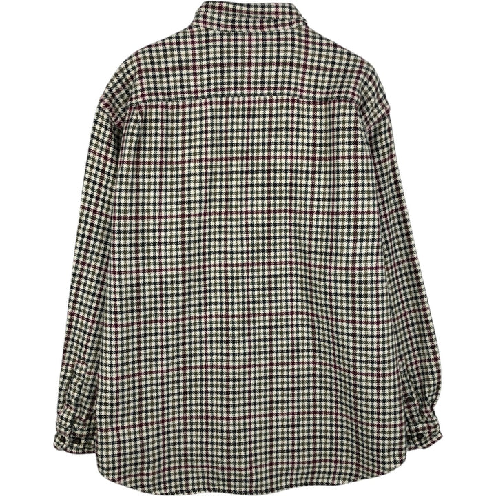 Eddie Bauer long-sleeved button-down flannel check shirt, men's size XL cotton white type Vintage Second Hand
