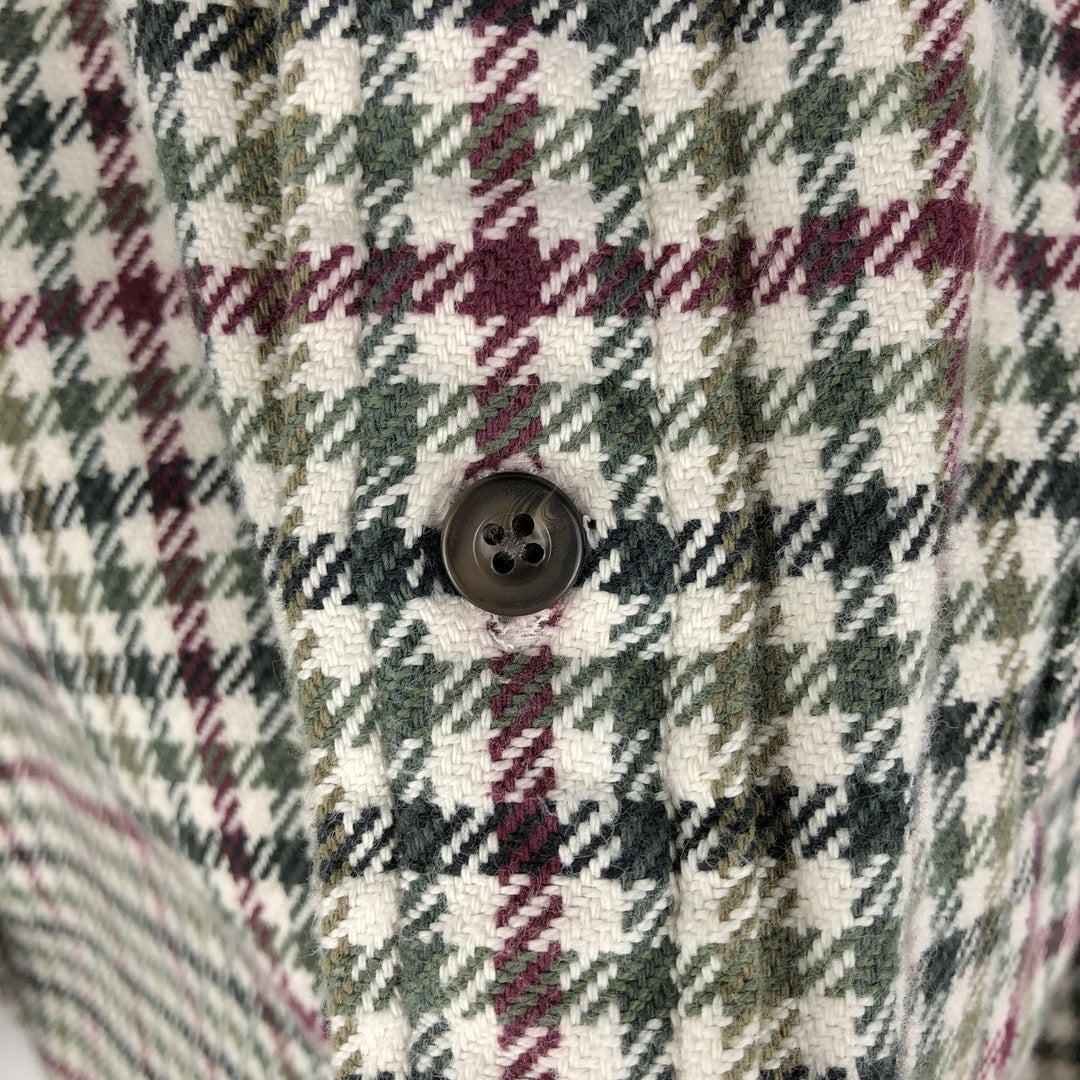 Eddie Bauer long-sleeved button-down flannel check shirt, men's size XL cotton white type Vintage Second Hand