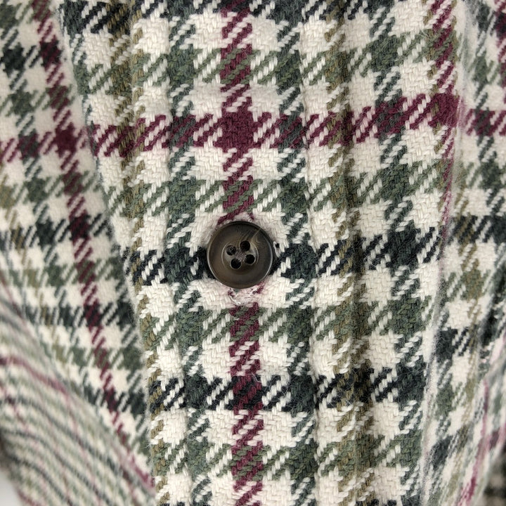 Eddie Bauer long-sleeved button-down flannel check shirt, men's size XL cotton white type Vintage Second Hand