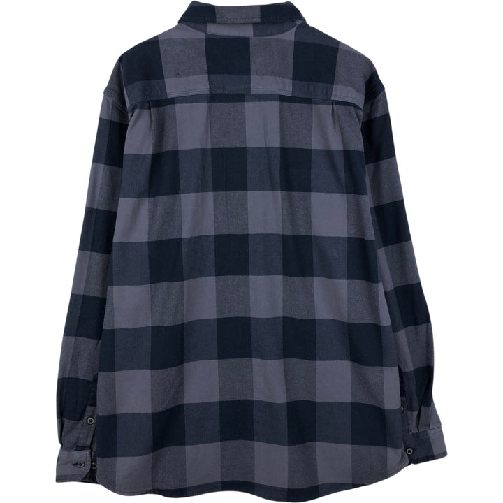 Carhartt Relaxed Fit Buffalo Check Herringbone Long-Sleeve Button-Down Light Flannel Check Shirt, Men's Size XL (approx.) cotton navy blue type Vintage Second Hand
