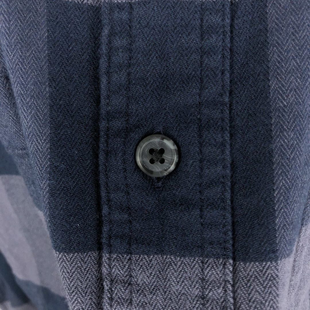 Carhartt Relaxed Fit Buffalo Check Herringbone Long-Sleeve Button-Down Light Flannel Check Shirt, Men's Size XL (approx.) cotton navy blue type Vintage Second Hand