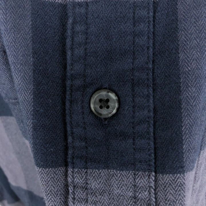 Carhartt Relaxed Fit Buffalo Check Herringbone Long-Sleeve Button-Down Light Flannel Check Shirt, Men's Size XL (approx.) cotton navy blue type Vintage Second Hand