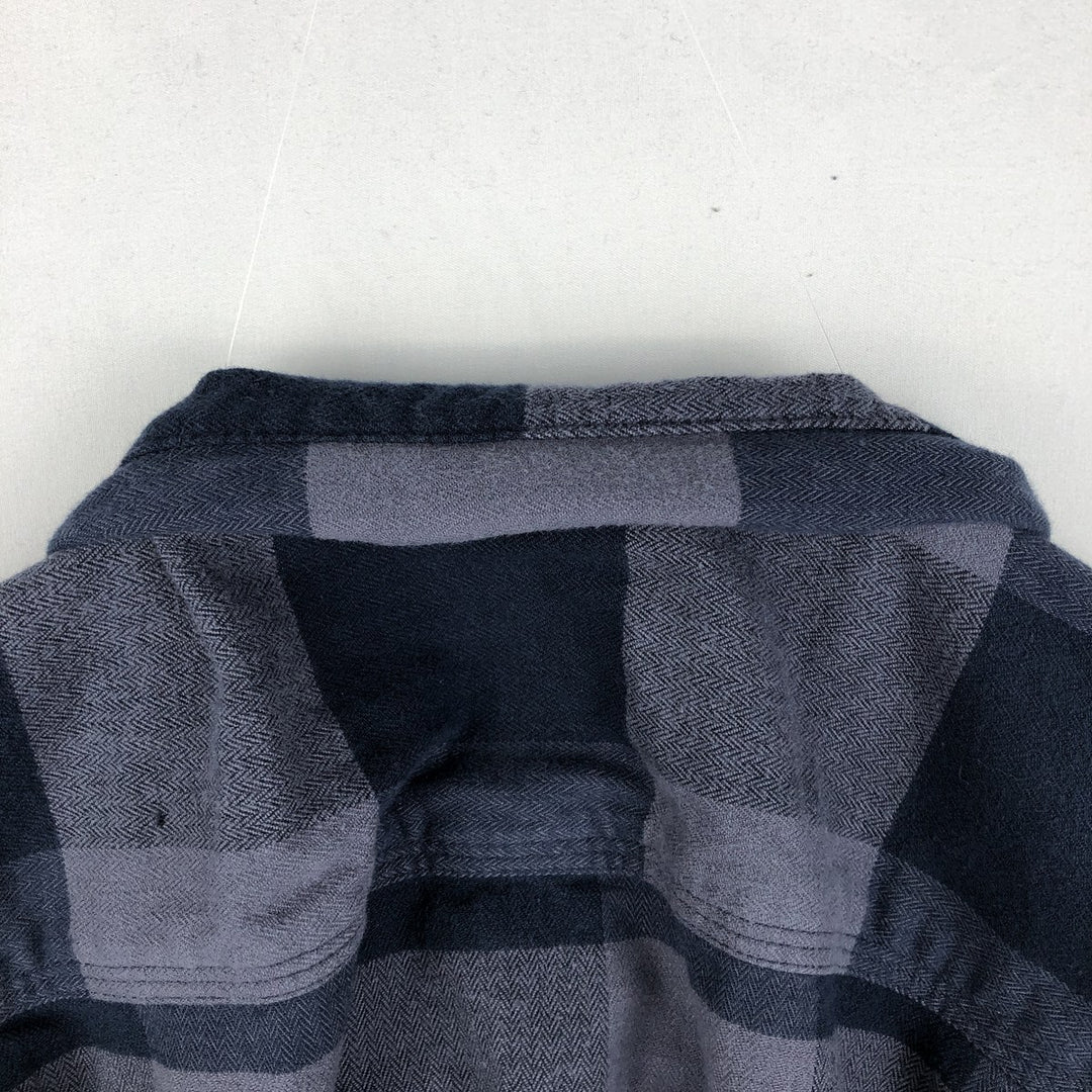 Carhartt Relaxed Fit Buffalo Check Herringbone Long-Sleeve Button-Down Light Flannel Check Shirt, Men's Size XL (approx.) cotton navy blue type Vintage Second Hand