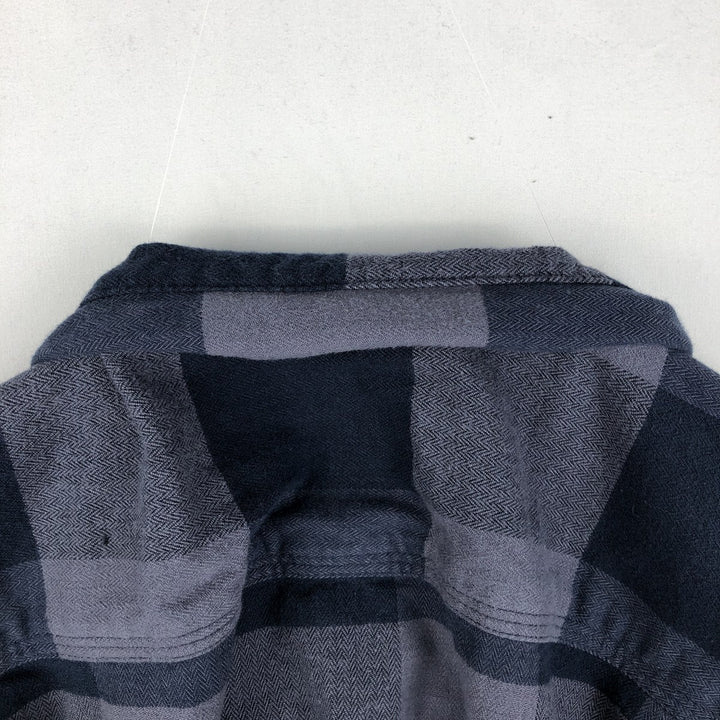 Carhartt Relaxed Fit Buffalo Check Herringbone Long-Sleeve Button-Down Light Flannel Check Shirt, Men's Size XL (approx.) cotton navy blue type Vintage Second Hand