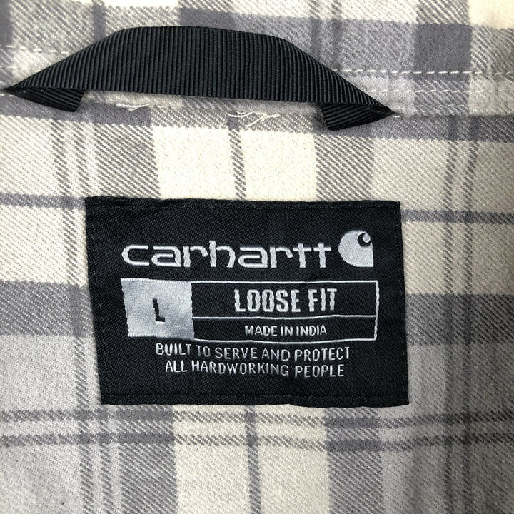 Carhartt Loose Fit Long-Sleeve Flannel Check Shirt, Men's Size L (equivalent), Thick Fabric cotton gray type Vintage Second Hand
