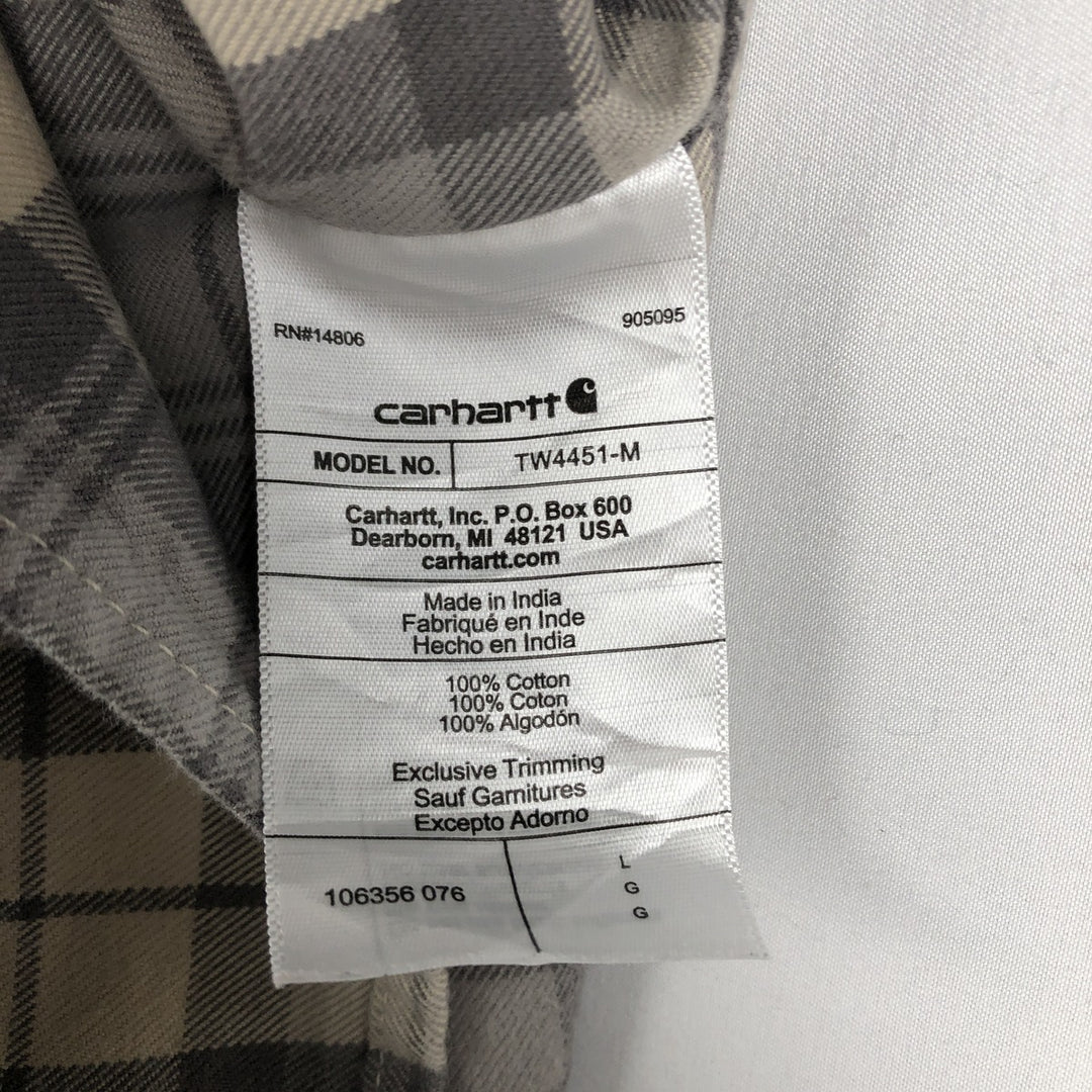 Carhartt Loose Fit Long-Sleeve Flannel Check Shirt, Men's Size L (equivalent), Thick Fabric cotton gray type Vintage Second Hand