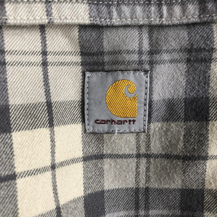 Carhartt Loose Fit Long-Sleeve Flannel Check Shirt, Men's Size L (equivalent), Thick Fabric cotton gray type Vintage Second Hand
