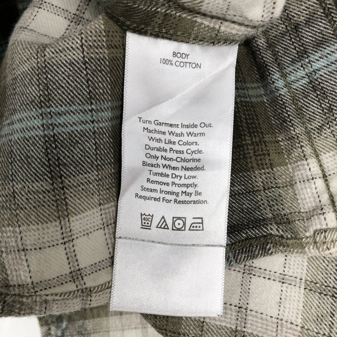 Eddie Bauer Relaxed Fit Long Sleeve Button-Down Flannel Check Shirt, Men's Size L (approx.) cotton Khaki type Vintage Second Hand