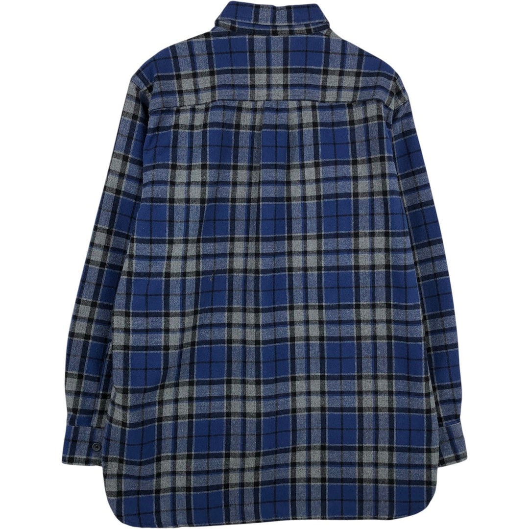 LLBean Traditional Fit Long-Sleeve Flannel Check Shirt, Men's Size M (approx.) cotton blue type Vintage Second Hand