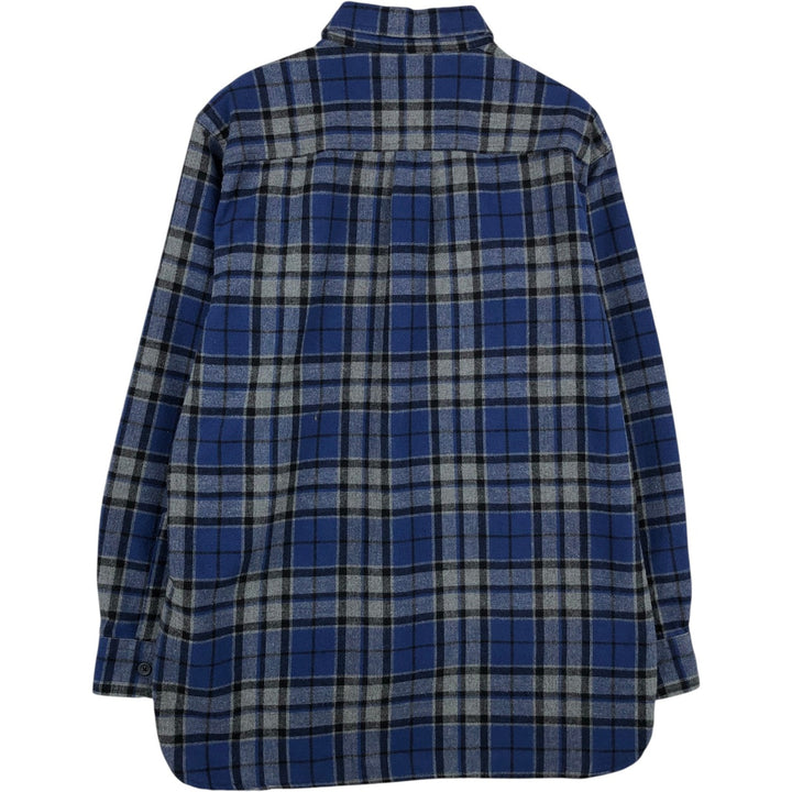 LLBean Traditional Fit Long-Sleeve Flannel Check Shirt, Men's Size M (approx.) cotton blue type Vintage Second Hand