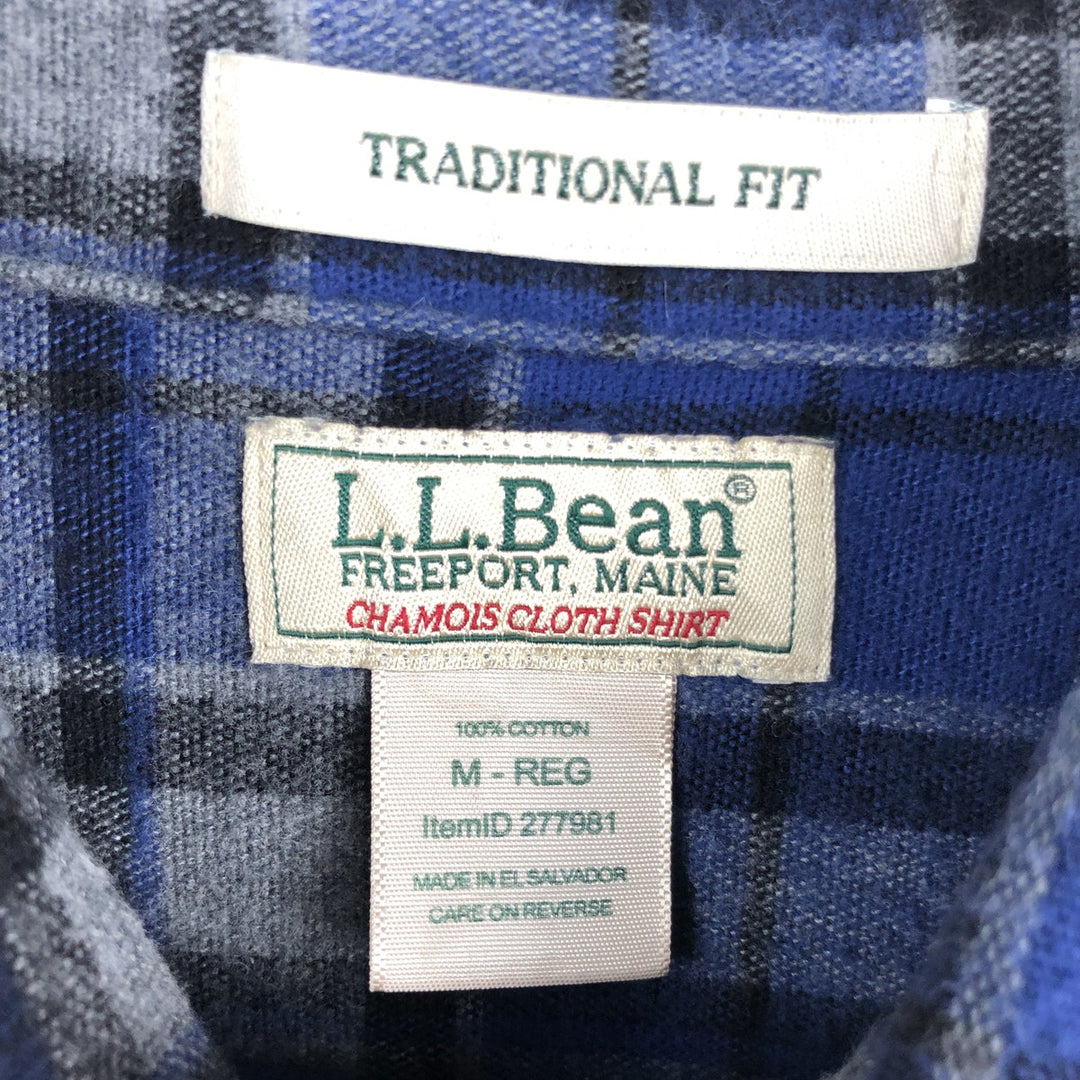 LLBean Traditional Fit Long-Sleeve Flannel Check Shirt, Men's Size M (approx.) cotton blue type Vintage Second Hand