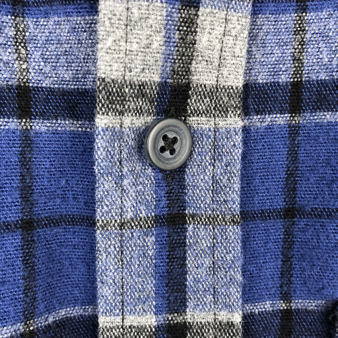 LLBean Traditional Fit Long-Sleeve Flannel Check Shirt, Men's Size M (approx.) cotton blue type Vintage Second Hand