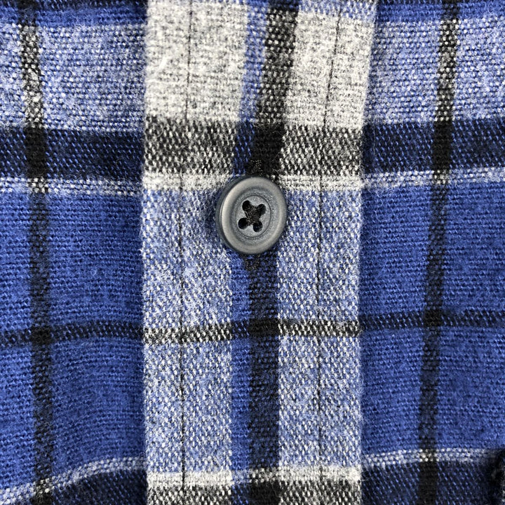 LLBean Traditional Fit Long-Sleeve Flannel Check Shirt, Men's Size M (approx.) cotton blue type Vintage Second Hand