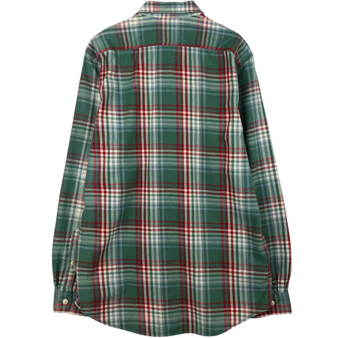 Eddie Bauer Classic Fit Long Sleeve Flannel Check Shirt, Men's Size L cotton green type Vintage Second Hand