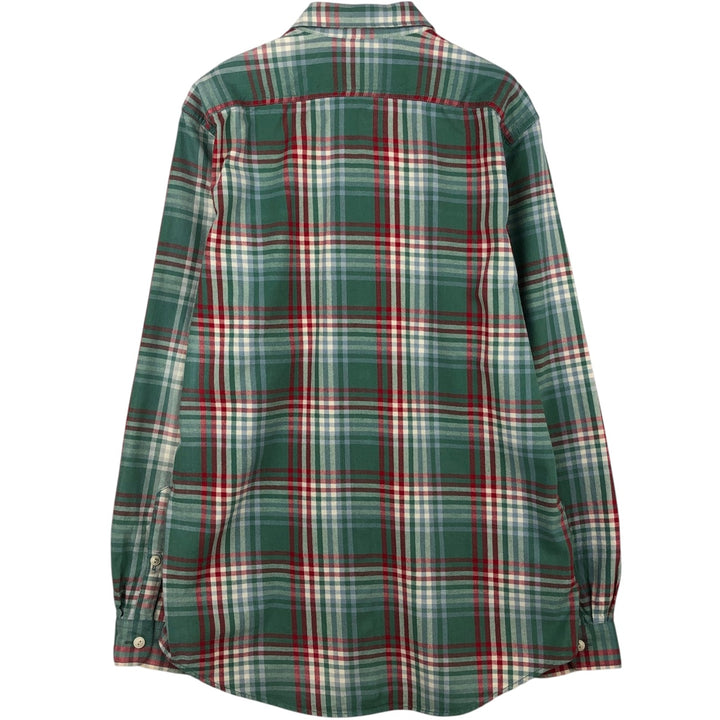 Eddie Bauer Classic Fit Long Sleeve Flannel Check Shirt, Men's Size L cotton green type Vintage Second Hand