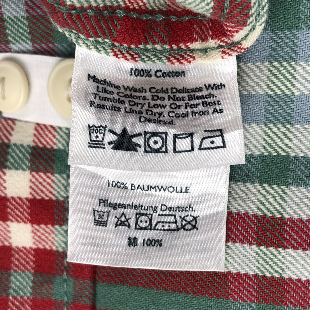 Eddie Bauer Classic Fit Long Sleeve Flannel Check Shirt, Men's Size L cotton green type Vintage Second Hand