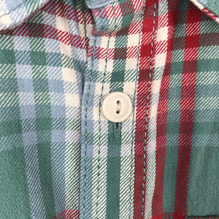 Eddie Bauer Classic Fit Long Sleeve Flannel Check Shirt, Men's Size L cotton green type Vintage Second Hand
