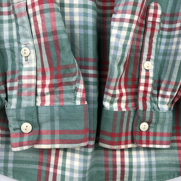 Eddie Bauer Classic Fit Long Sleeve Flannel Check Shirt, Men's Size L cotton green type Vintage Second Hand