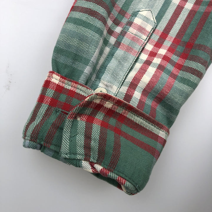 Eddie Bauer Classic Fit Long Sleeve Flannel Check Shirt, Men's Size L cotton green type Vintage Second Hand
