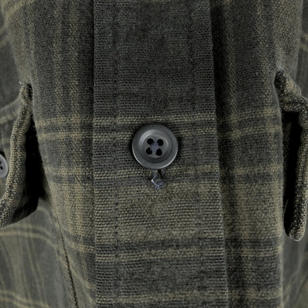 LLBean Long-Sleeve Flannel Check Shirt, Made in USA, Men's Size L (Equivalent), Vintage cotton Khaki type Vintage Second Hand