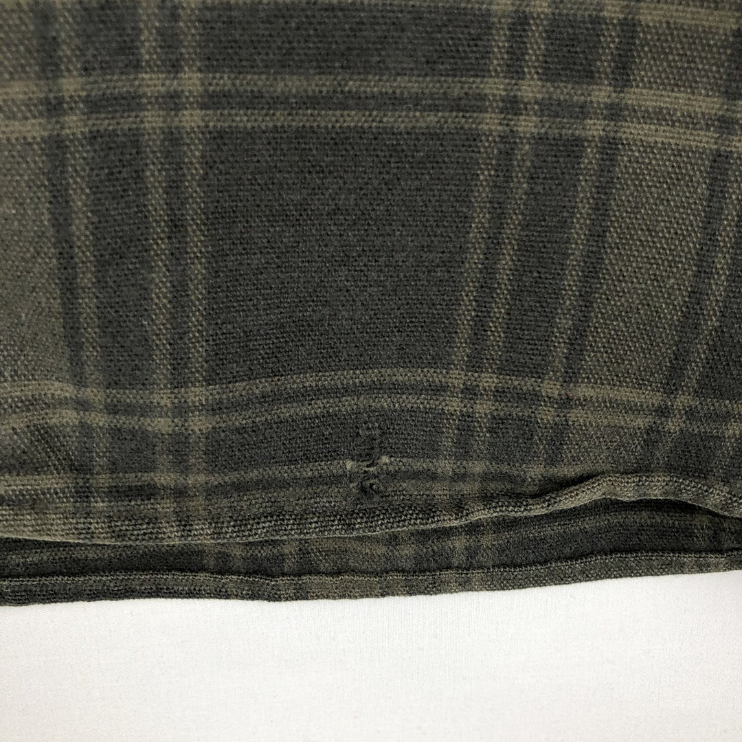 LLBean Long-Sleeve Flannel Check Shirt, Made in USA, Men's Size L (Equivalent), Vintage cotton Khaki type Vintage Second Hand