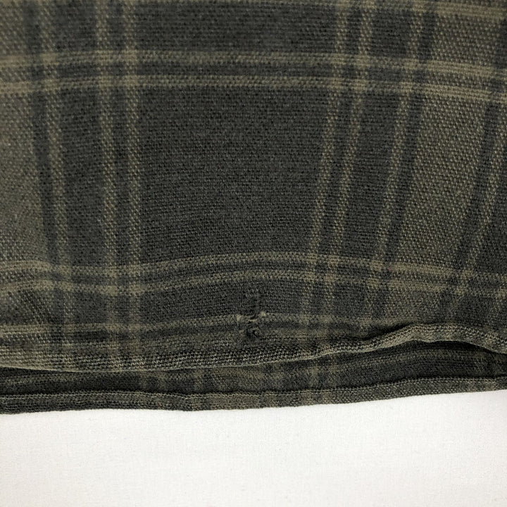 LLBean Long-Sleeve Flannel Check Shirt, Made in USA, Men's Size L (Equivalent), Vintage cotton Khaki type Vintage Second Hand