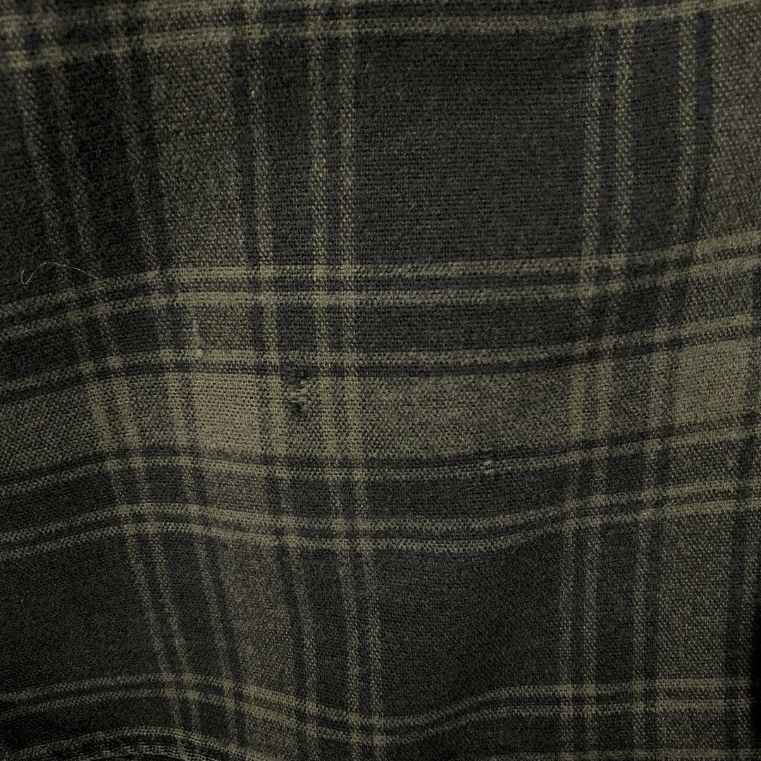 LLBean Long-Sleeve Flannel Check Shirt, Made in USA, Men's Size L (Equivalent), Vintage cotton Khaki type Vintage Second Hand