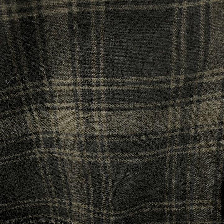 LLBean Long-Sleeve Flannel Check Shirt, Made in USA, Men's Size L (Equivalent), Vintage cotton Khaki type Vintage Second Hand