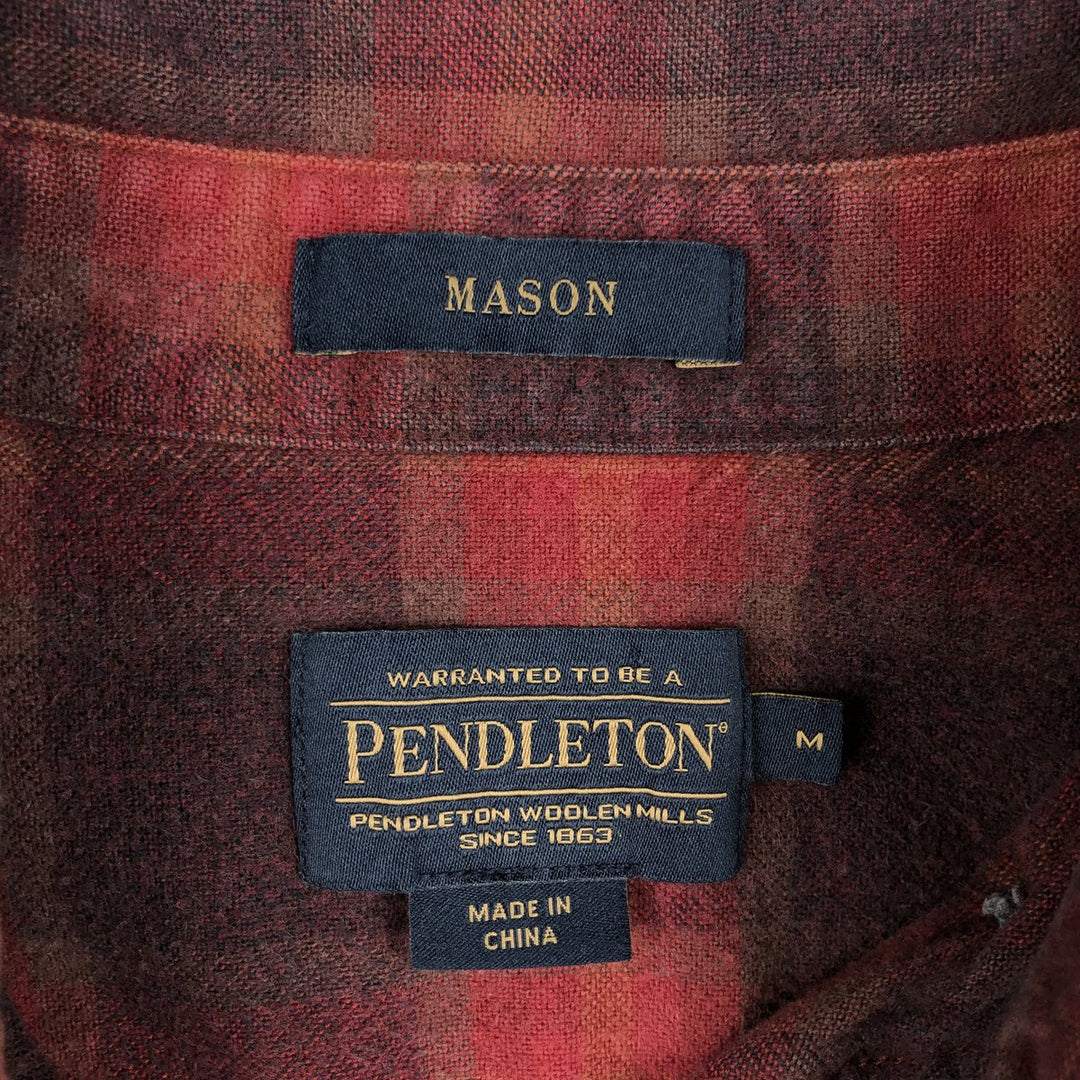 Pendleton Long Sleeve Button Down Light Flannel Check Shirt, Men's Size M unclear red type Vintage Second Hand