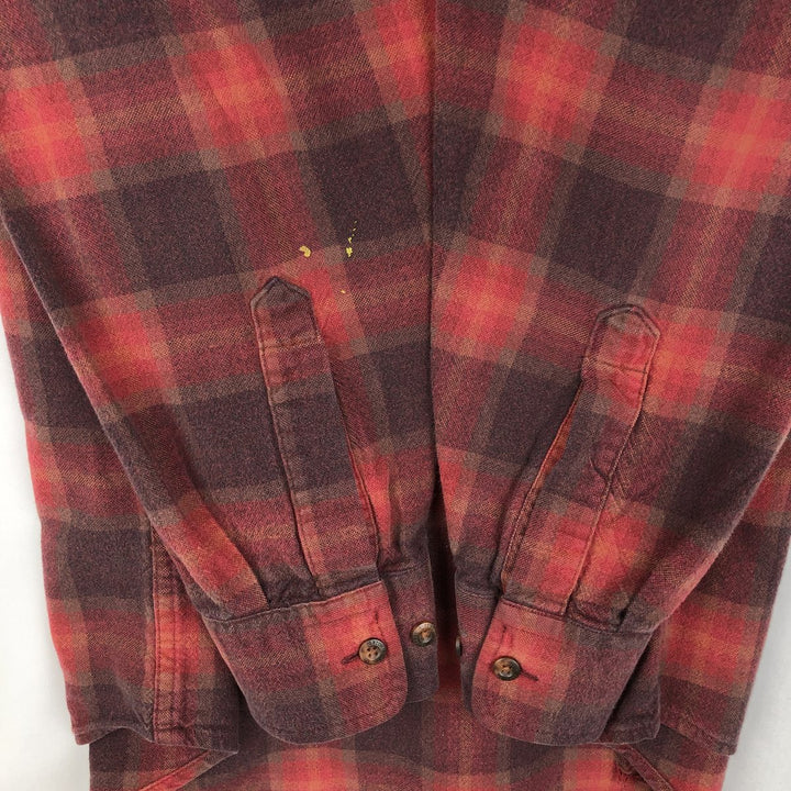 Pendleton Long Sleeve Button Down Light Flannel Check Shirt, Men's Size M unclear red type Vintage Second Hand