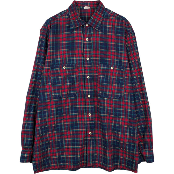 70s-80'S Marlboro Long-Sleeve Light Flannel Check Shirt, Men's Size L (approx.), Vintage cotton red type Vintage Second Hand