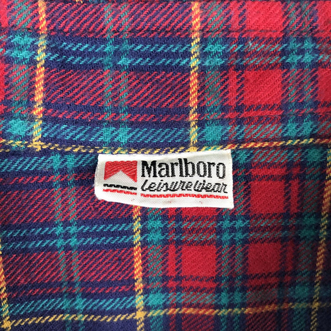 70s-80'S Marlboro Long-Sleeve Light Flannel Check Shirt, Men's Size L (approx.), Vintage cotton red type Vintage Second Hand