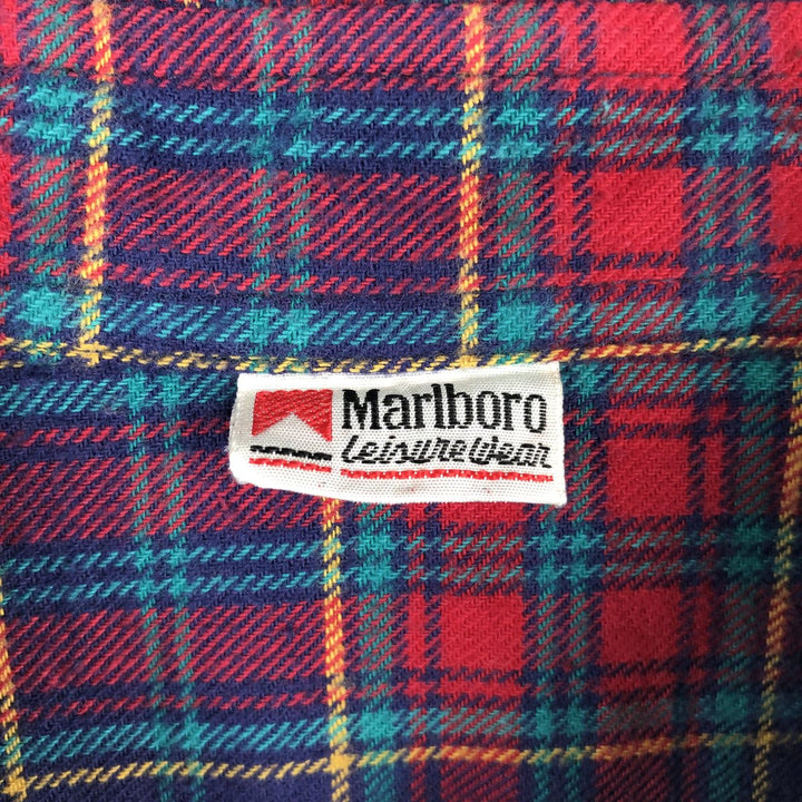 70s-80'S Marlboro Long-Sleeve Light Flannel Check Shirt, Men's Size L (approx.), Vintage cotton red type Vintage Second Hand